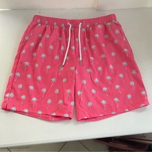 Mosmann Australia Lined Swim Trunks Shorts Size M Pink Palm Trees All Over Print